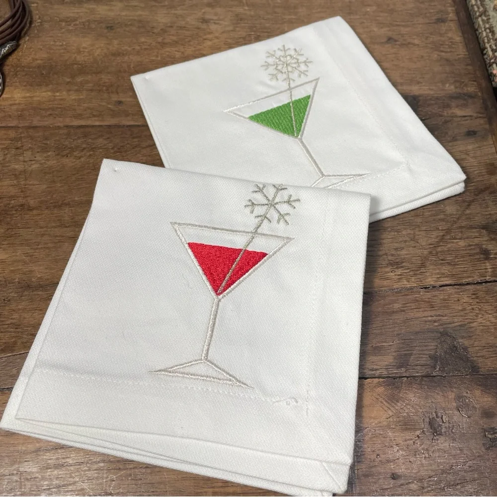 Crate & Barrel Jack Frost cloth cocktail napkins new 2
